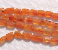 Orange Carnelian Faceted Bricks, 8x6mm