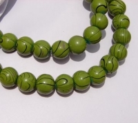 Green & Black Swirl Quartz Glass Beads, 10mm