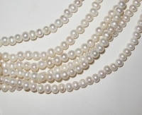 Snowy White Large Hole Pearls, 6-6.5mm potato