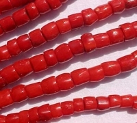 Irregular Red Coral Barrels, 10-12mm