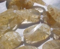 Golden Moss Quartz Twist Faceted Oval, 20x35mm, each