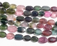 Pink, Green & Black Tourmaline Faceted Ovals, 9x7mm