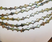 Pine Metallic Cross Pearls, 9x15mm