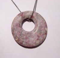 Pink & Grey Rhodonite Faceted Go-Go Donut, 45mm
