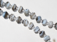 Czech Faceted Greige White Swirls Rondels, 12mm