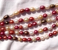 Cranberry/Champagne/White/Bronze Mix, 6-6.5mm rice