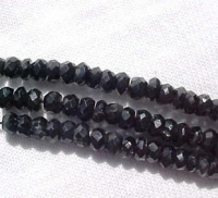 Black Spinel Faceted Rondels, 3-3.5mm