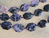 Charoite Faceted Edge Ovals, 28x36mm, each 