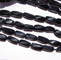 Black Agate Twisted Bricks, 9x4mm