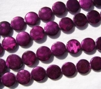 Magenta Polka Dot MOP Coins, 15mm