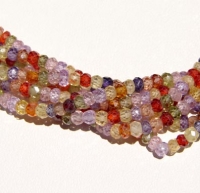 CZ Mix Color Faceted Rondels, 3.5-4mm