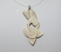 Hummingbird Pendant, Carved Mammoth Ivory