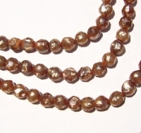 Dark Golden Champagne Faceted Pearls, 7-7.5mm