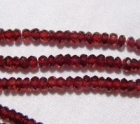 Red Garnet Faceted Rondels, 4mm