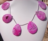 Solar Quartz Hot Pink Briolettes, 36-38mm, each