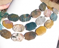 Fancy Ocean Jasper Long Octagon , 25x32mm