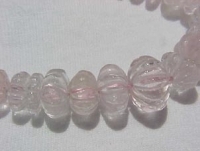 Carved Rose Quartz Rondels, Graduated