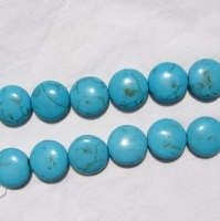 Magnesite Turquoise Coins, 15mm
