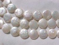 Paper White Coin Pearls, 15-18mm