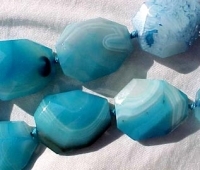 Crazy Agate Faceted Nuggets, Ocean Blue, 32-36mm, each