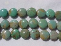 Green Turquoise Puff Coins, 8mm