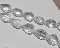Clear Quartz Faceted Longdrill Teadrops, 18x24mm, each