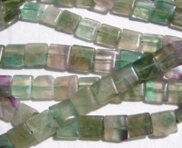 Green Fluorite Mix Squares, 12mm