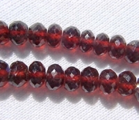 Red Garnet Faceted Rondels, A+ Grade, 5.5-6mm