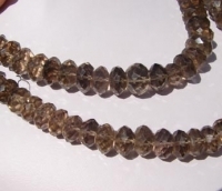 Smoky Quartz Light Faceted Rondels, 11-12mm