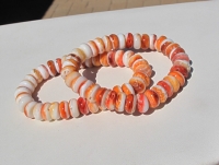 10-11mm White/Orange Spiny Oyster Shell Stretch Bracelet 