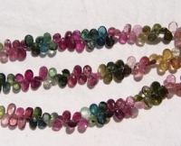 Multi Color Tourmaline Briolettes, 7x5mm