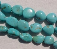 Tumbled Nugget Turquoise, Md Sky Blue, 22x16mm