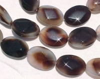 Silvery Brown Agate Faceted Ovals, 25x18mm