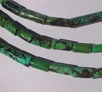 Dark Green Natural Turquoise Tubes, 7x12mm