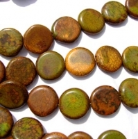 Magnesite Avocado Green Coins, 24mm