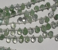 Green Moss Quartz Teadrop Briolettes, 6x9mm, 28pcs