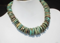 Graduated Chunky Turquoise Rondels, Greenish-Brown , 10-22mm