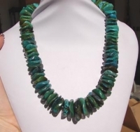 Graduated Thin Wavy Turquoise Slices, Darker BLue-green