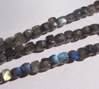 Labradorite Faceted Cubes, 6mm