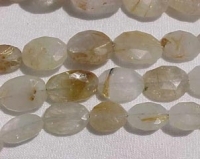 Rutilated Quartz Faceted Ovals, 10x7mm