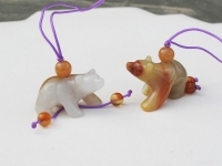 Carved Agate Bear Charms, 1-1/4" Long