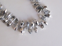 Crystal Briolettes, Silver Metallic, 6x12mm, 10pcs