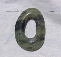 Green Jasper Freeform Donut, Drilled, 50x38mm