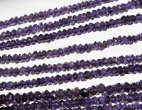 Dark Purple Amethyst Hand Cut Faceted Rondels, 4-5mm