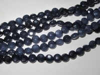 Indigo Blue Jade Faceted Coins, 8mm