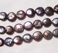 Metallic Purple Peacock Coin Pearls, 15mm