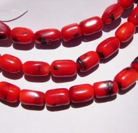 Rustic Red Coral Barrels, 8x14mm