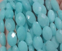 Aquamarine Jade Faceted Ovals, 8x11mm