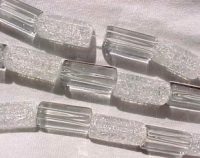 Designer Quartz, Clear & Crackle Triangle Cylinders, 18x10mm