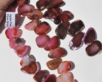 Top Drilled Fuschia Beige Agate Freeform Slices, 28-32mm